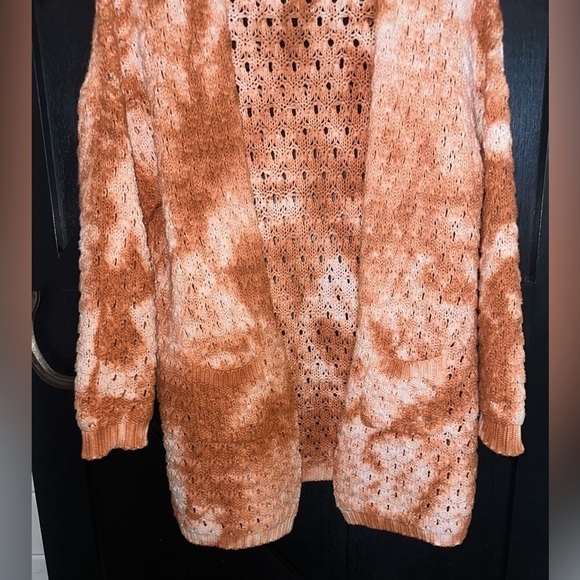 Peach Love Super Soft Tie-dye Chunky Knit Open Front Oversized Boho Cardigan S - Picture 2 of 12